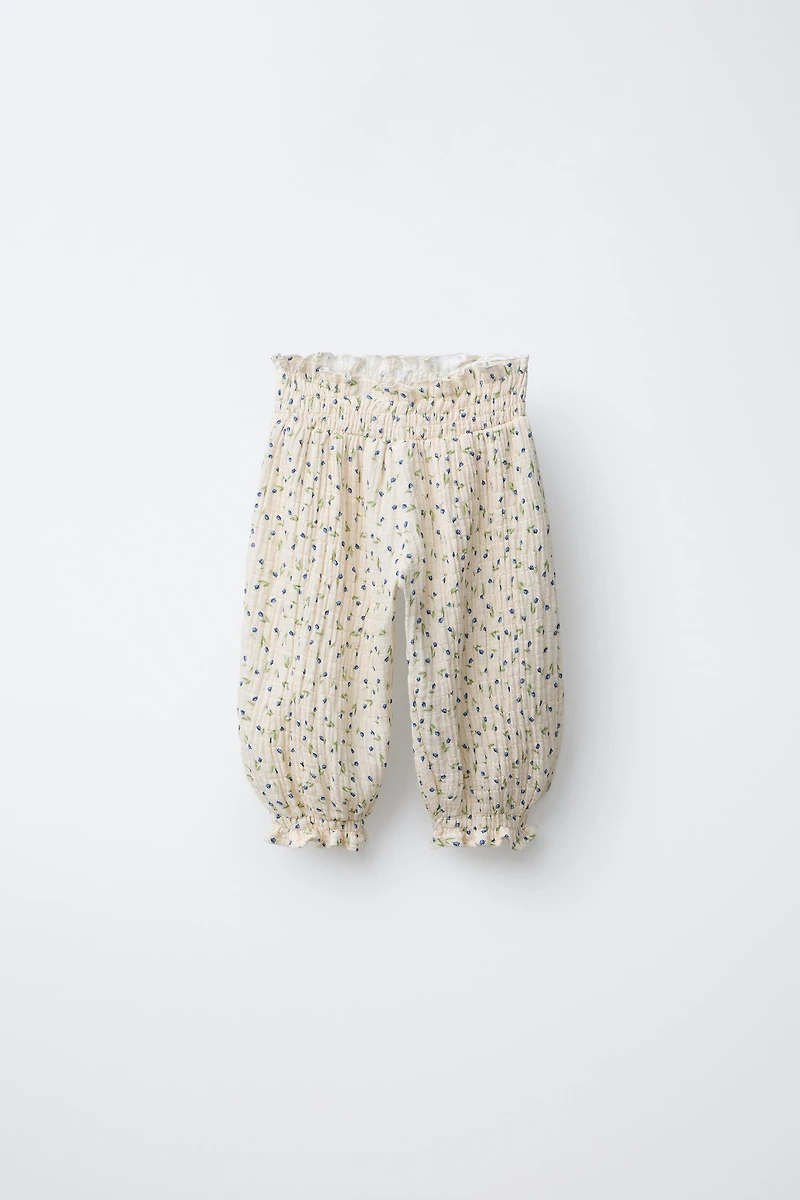 PANTALON BAGGY TEXTURÉ À FLEURS