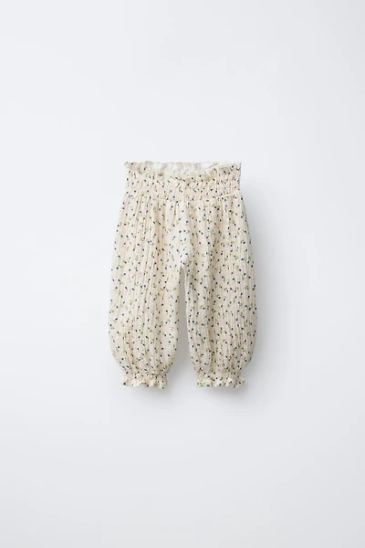 FLORAL TEXTURED BAGGY PANTS