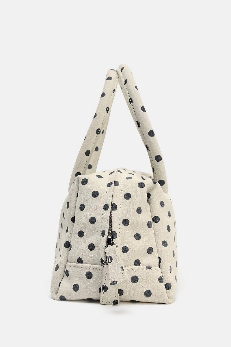PRINTED SPLIT LEATHER BOWLING BAG