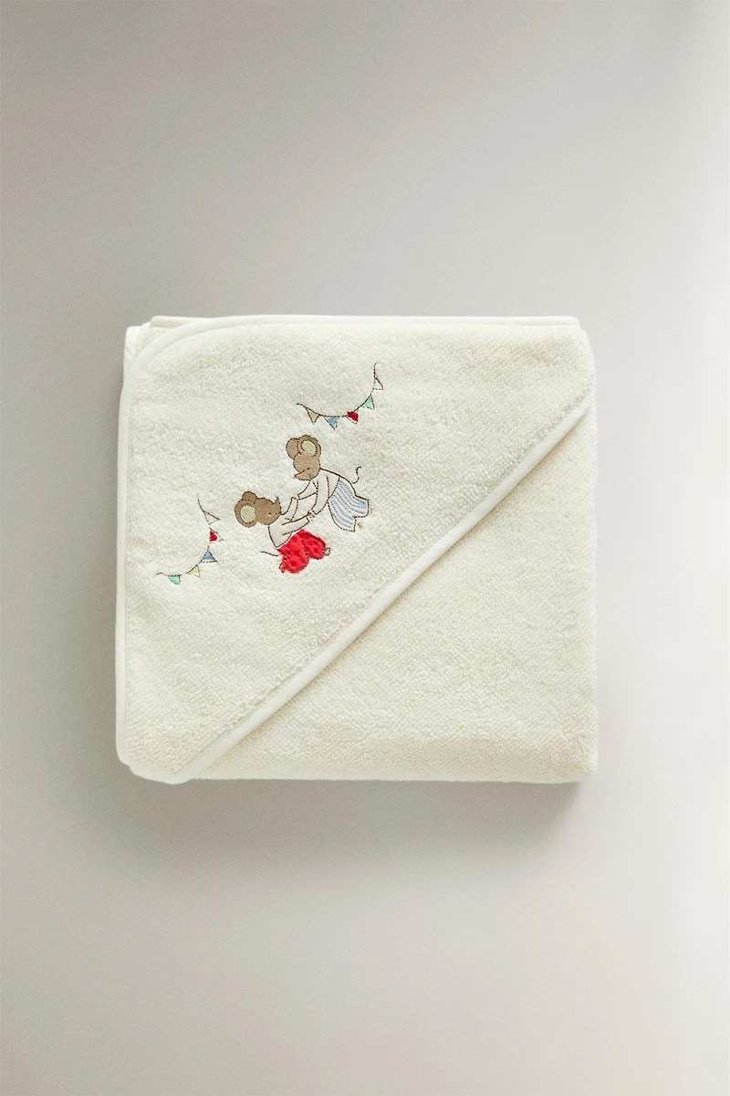 SERVIETTE DE BAIN ENFANT CAPUCHE SOURIS