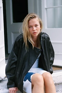 BLOUSON CROISÉ EN MATIÈRE SYNTHÉTIQUE