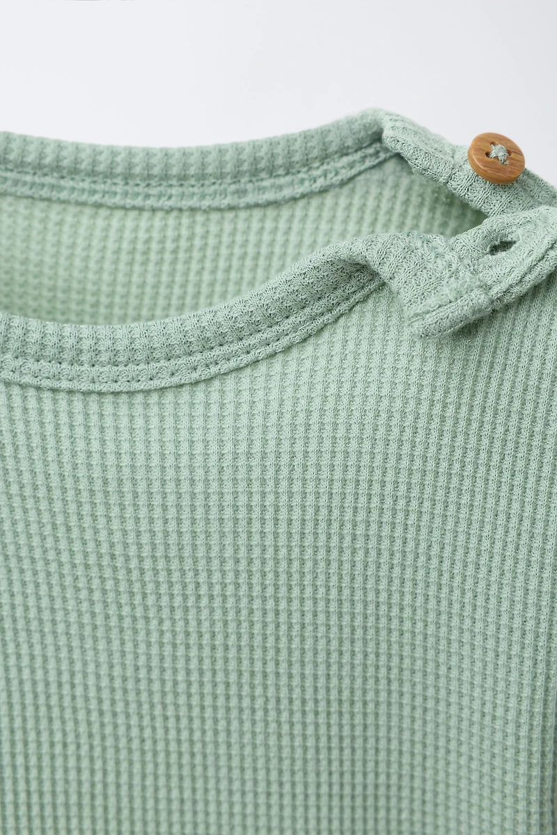 PLAIN WAFFLE T-SHIRT AND BERMUDA SET