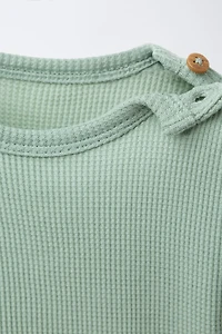 PLAIN WAFFLE T-SHIRT AND BERMUDA SET