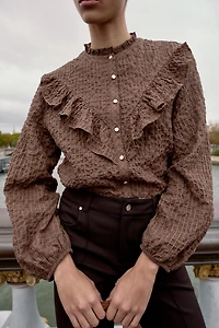 PLAID RUFFLED BLOUSE