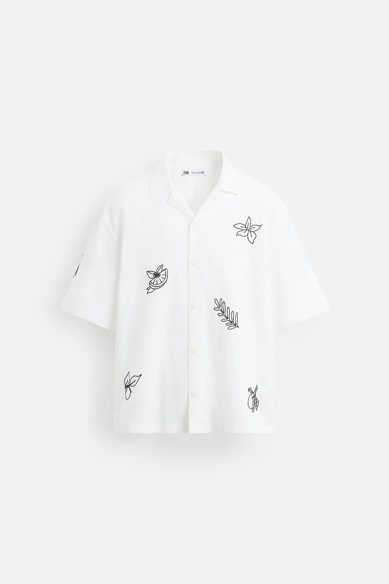 EMBROIDERED COTTON LINEN SHIRT