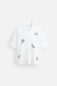 EMBROIDERED COTTON LINEN SHIRT