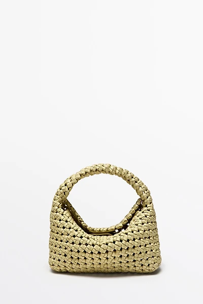 Braided leather mini bag