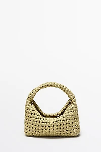 Braided leather mini bag