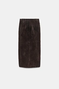 100% LEATHER WRAP MIDI SKIRT