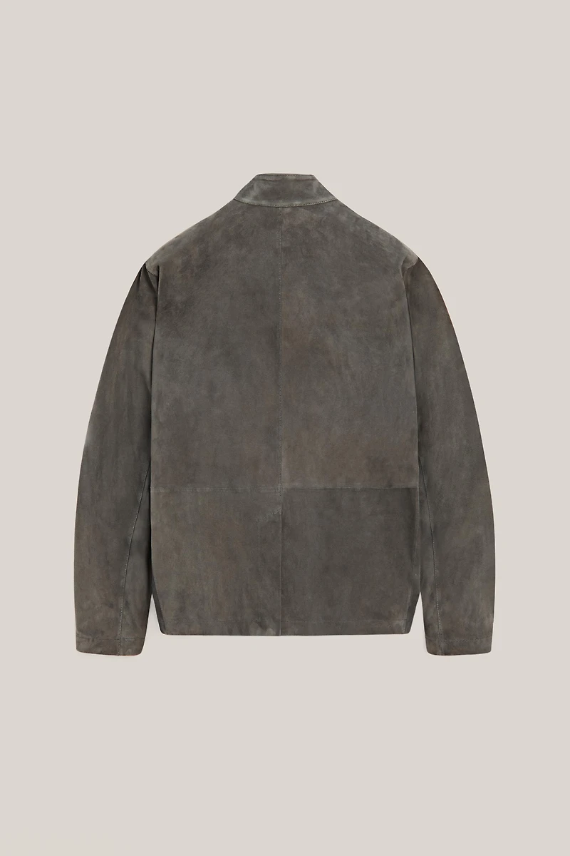 Suede leather overshirt with stand collar - LIMITED EDITION