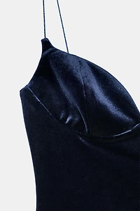 VELVET STRAPPY BODYSUIT