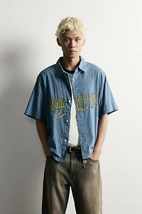 RELAXED FIT PLAID ZIPPER SHIRT