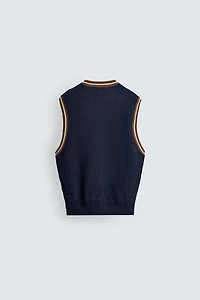 CONTRAST RIB KNIT VEST