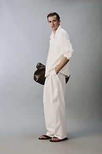 RELAXED FIT VISCOSE LINEN SUIT PANTS