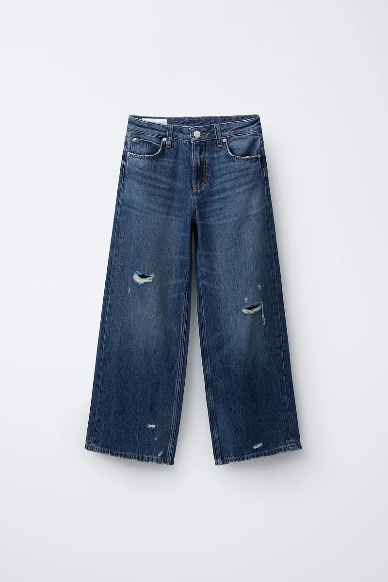 RIPPED WIDE LEG JEANS