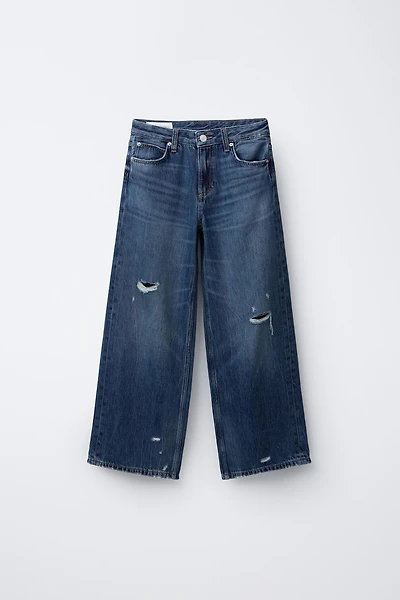 RIPPED WIDE LEG JEANS