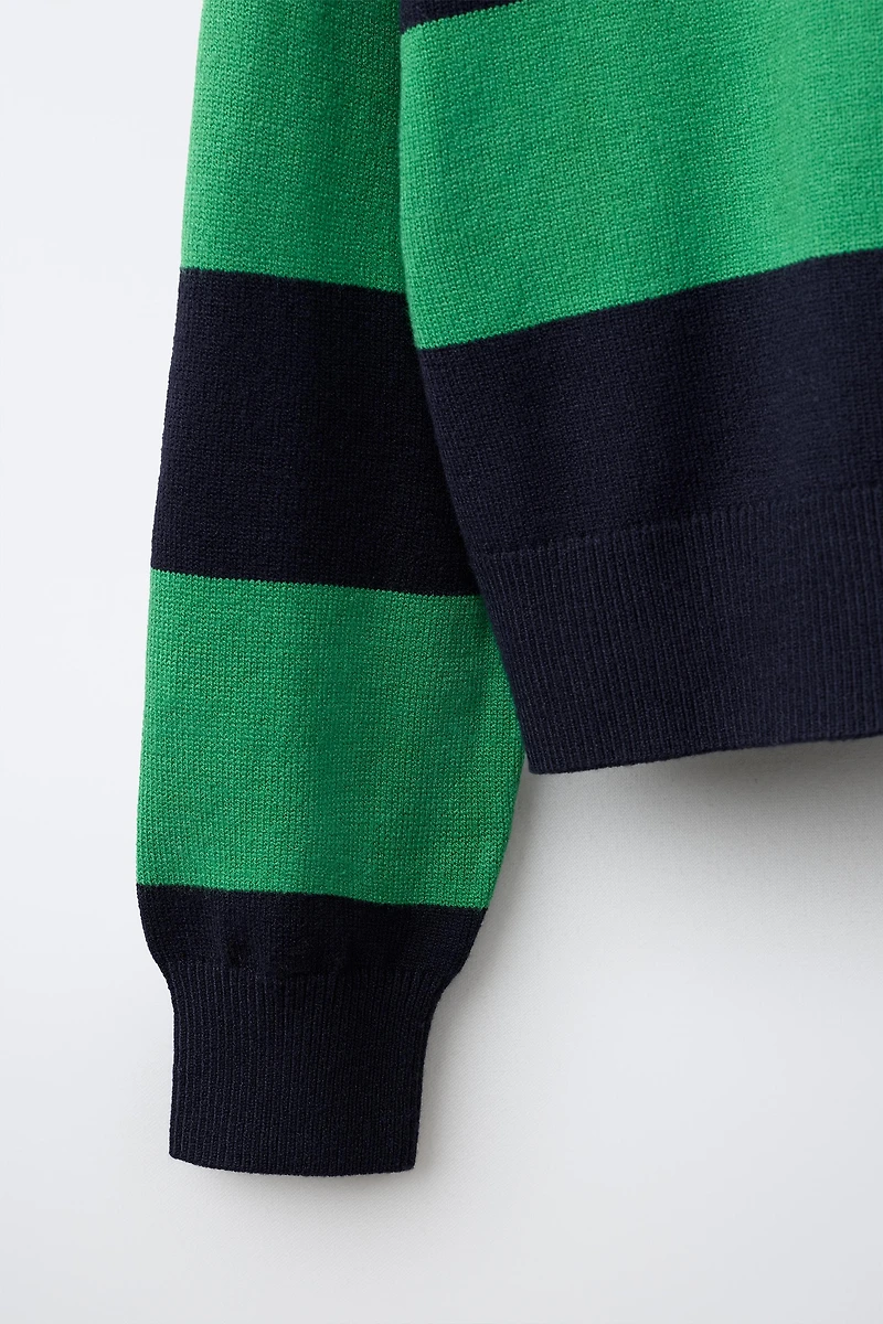 PULL À RAYURES COL POLO