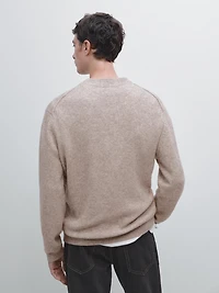 Wool blend crew neck knit sweater