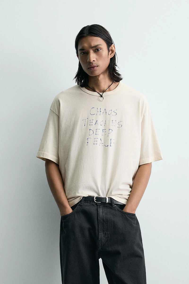 WASHED MARKER TEXT T-SHIRT