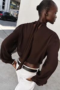 DRAPED BOW BLOUSE