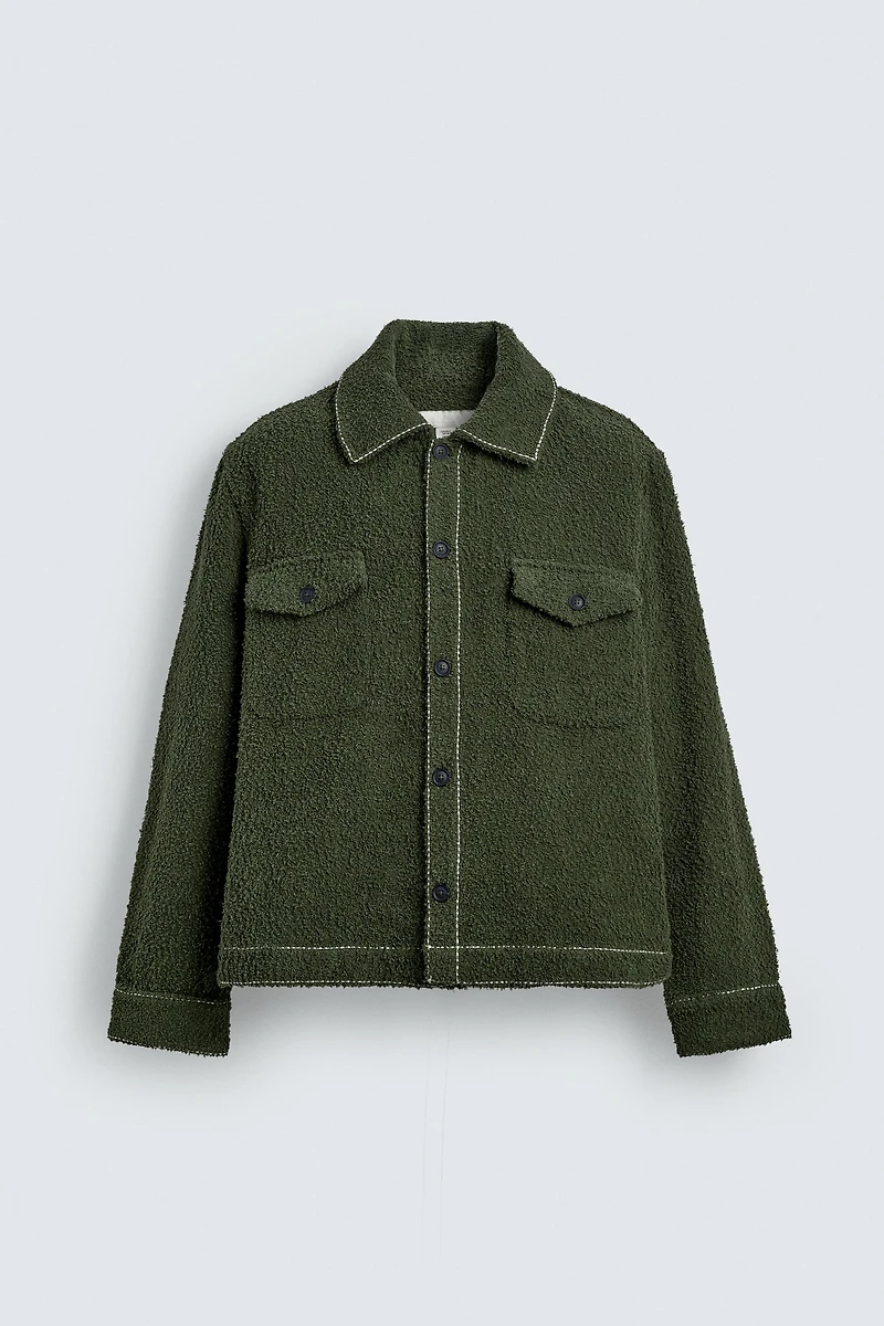 TEXTURED TOPSTITCHING OVERSHIRT