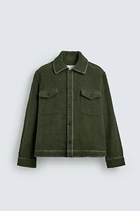 TEXTURED TOPSTITCHING OVERSHIRT