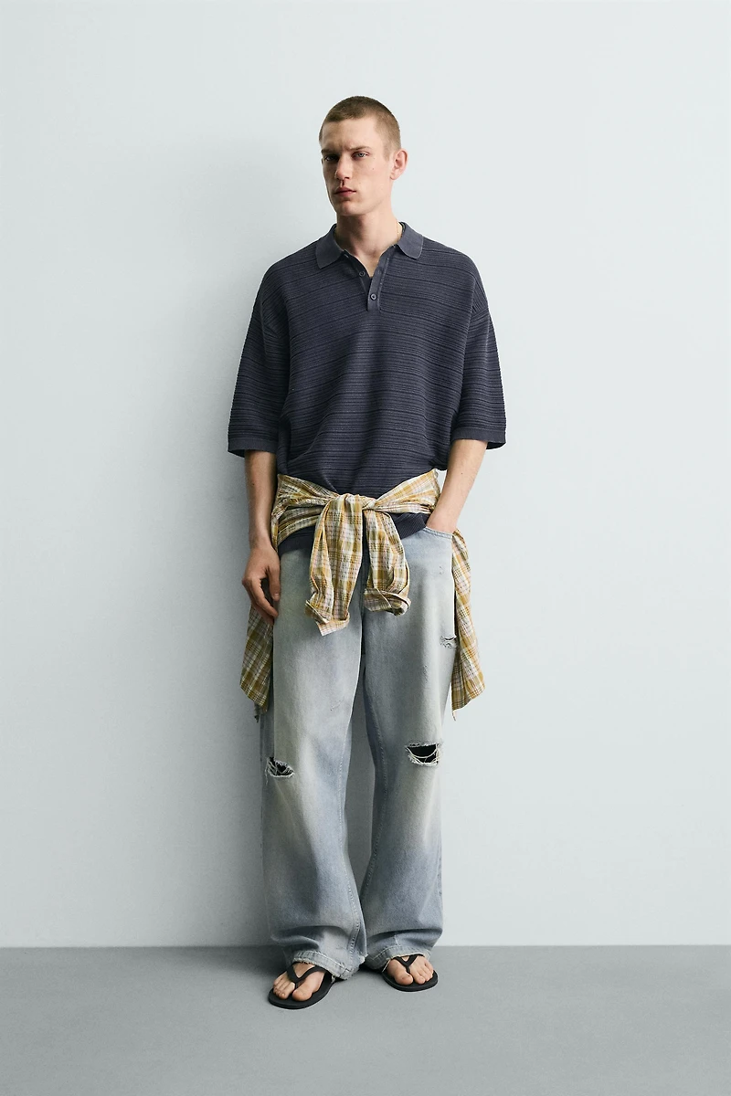 RELAXED FIT WASHED KNIT POLO