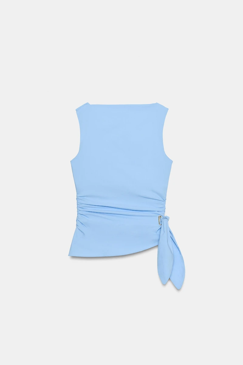 KNOTTED POPLIN TOP
