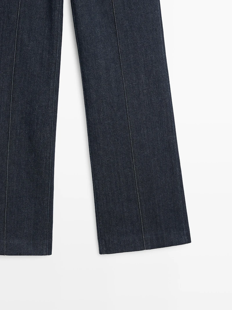 Jean flare taille haute avec poches