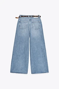 Z1975 WIDE LEG CROPPED HIGH RISE BELTED JEANS