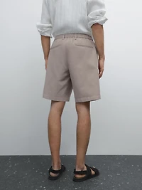 Cotton blend semi-jogger Bermuda shorts