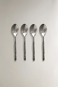 PACK PETITES CUILLÈRES À DESSERT MANCHE TRESSÉ MÉTAL (PACK DE 4)