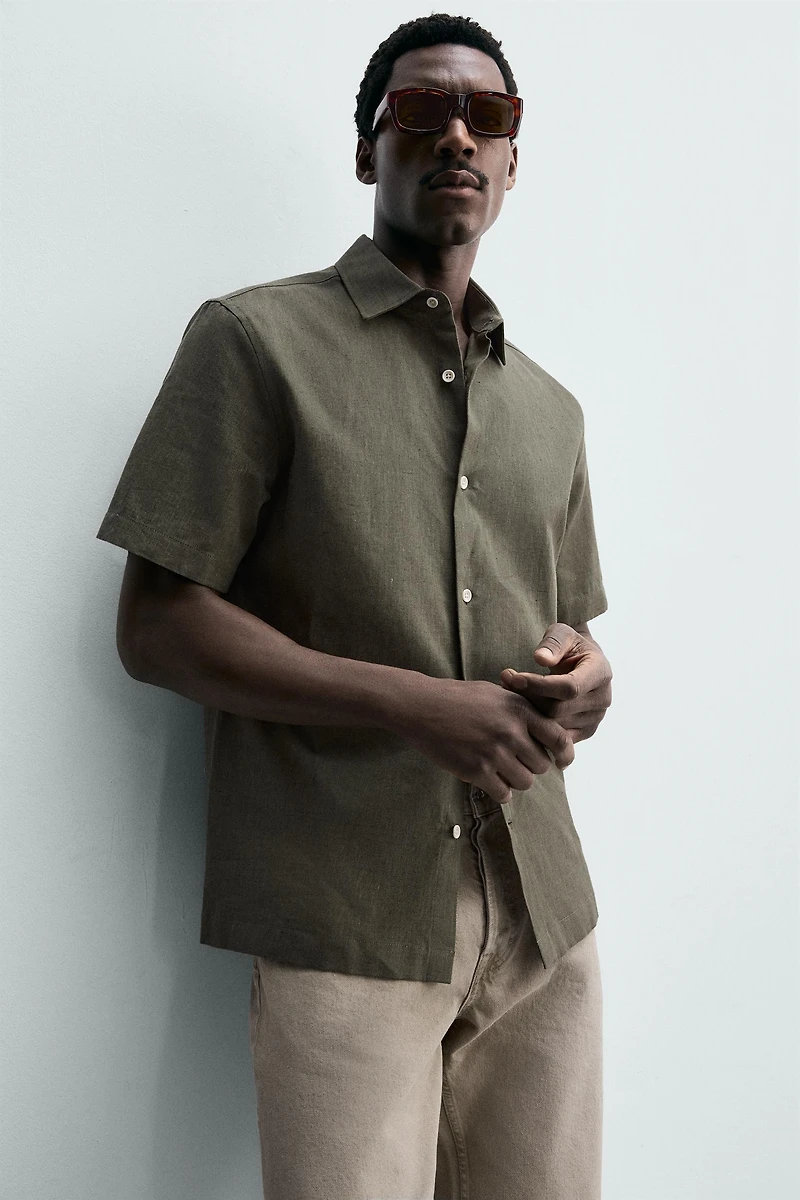 REGULAR FIT LINEN-COTTON SHIRT