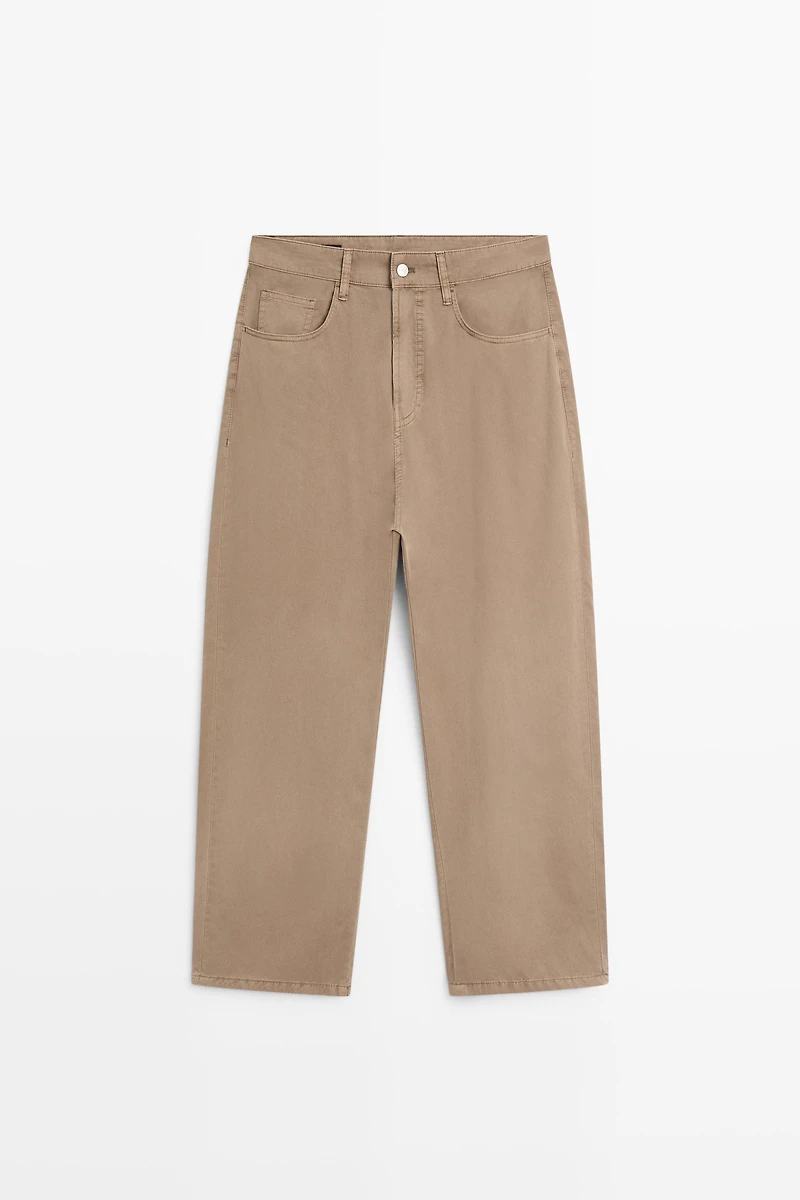 Faux jean barrel en popeline