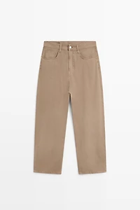 Faux jean barrel en popeline