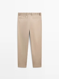 Pantalon à pinces en coton mélangé