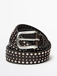 Ceinture à clous en cuir nappa