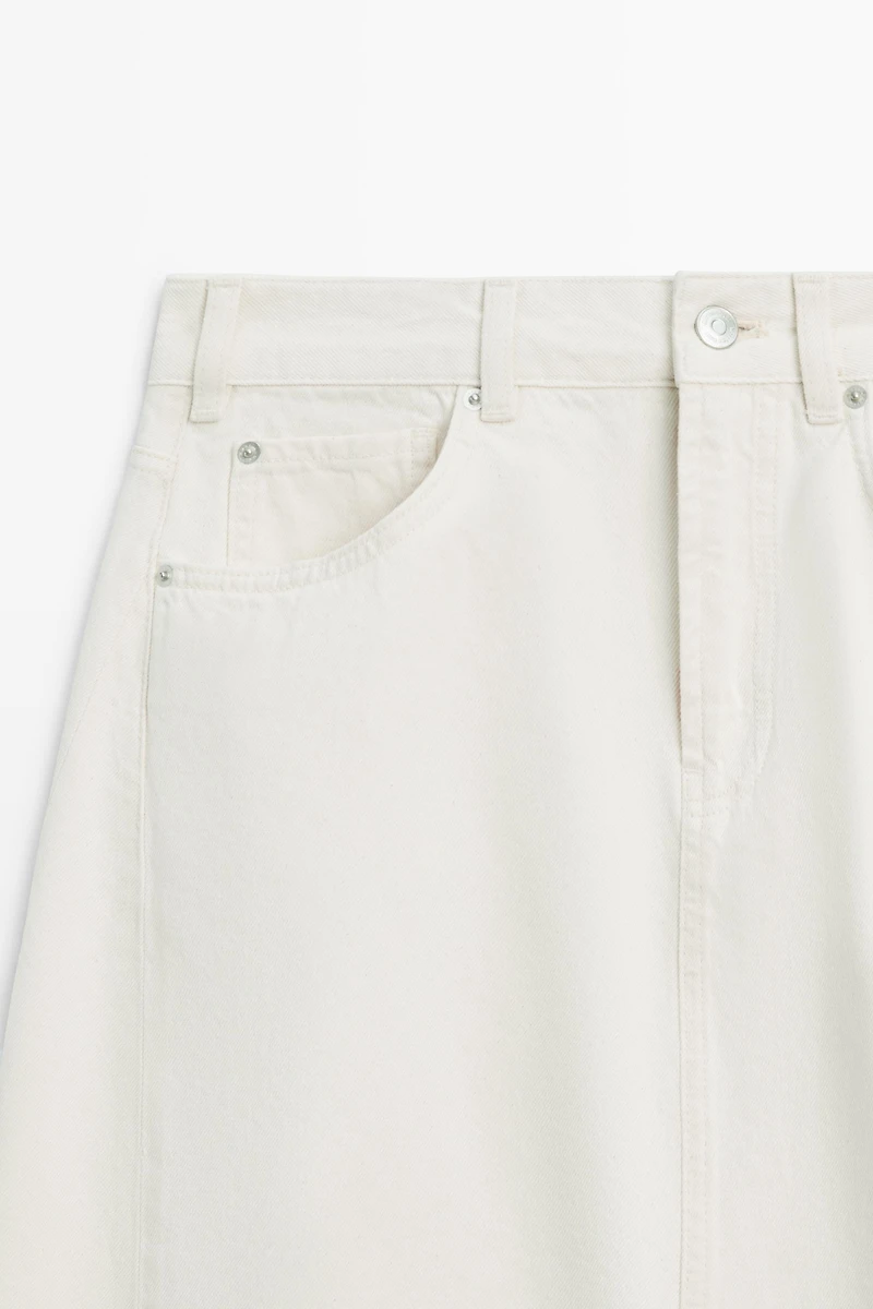 Barrel fit denim midi skirt