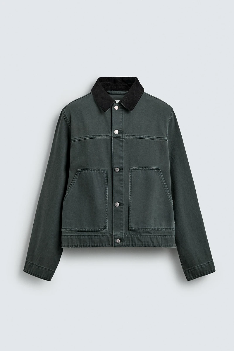 WASHED JACKET WITH COMBINATION COLLAR