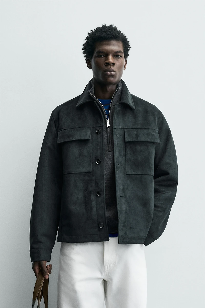 FAUX SUEDE OVERSHIRT