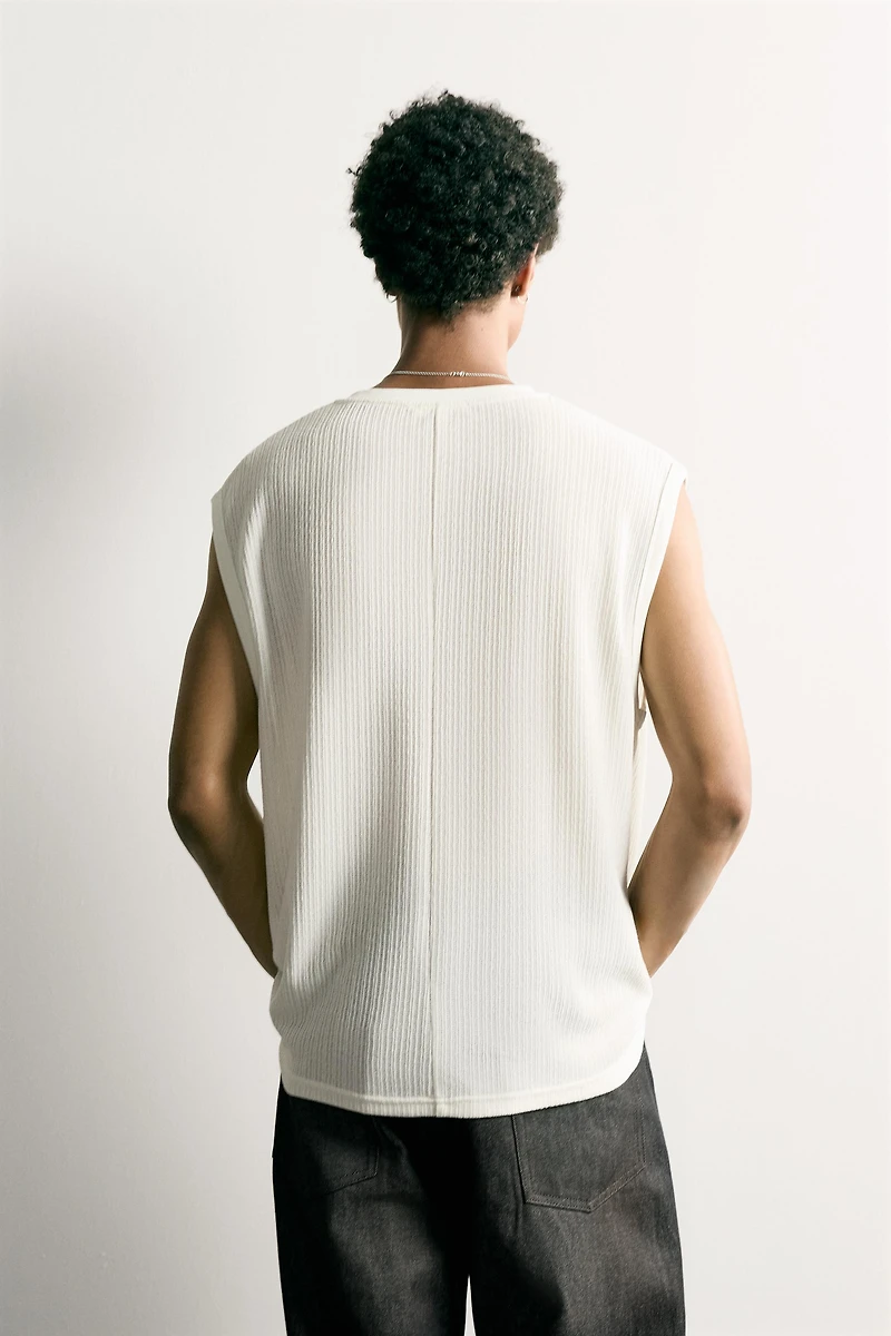 COMBINATION EMBROIDERY TEXTURED TANK TOP