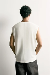 COMBINATION EMBROIDERY TEXTURED TANK TOP