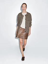 Nappa leather mini skirt