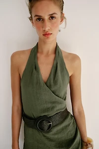 MIDI DRESS WITH LINEN BELT