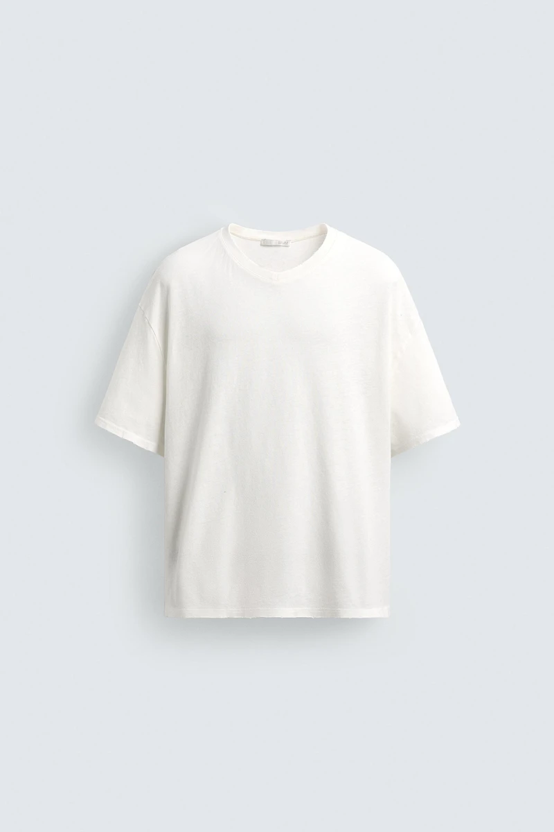T-SHIRT COL V COTON-CHANVRE