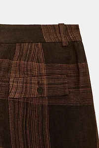 ZW COLLECTION CHECKED LINEN TROUSERS