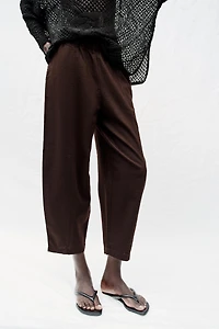 LINEN BARREL PANTS