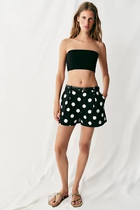 POLKA DOT BELTED PLEATED SHORTS