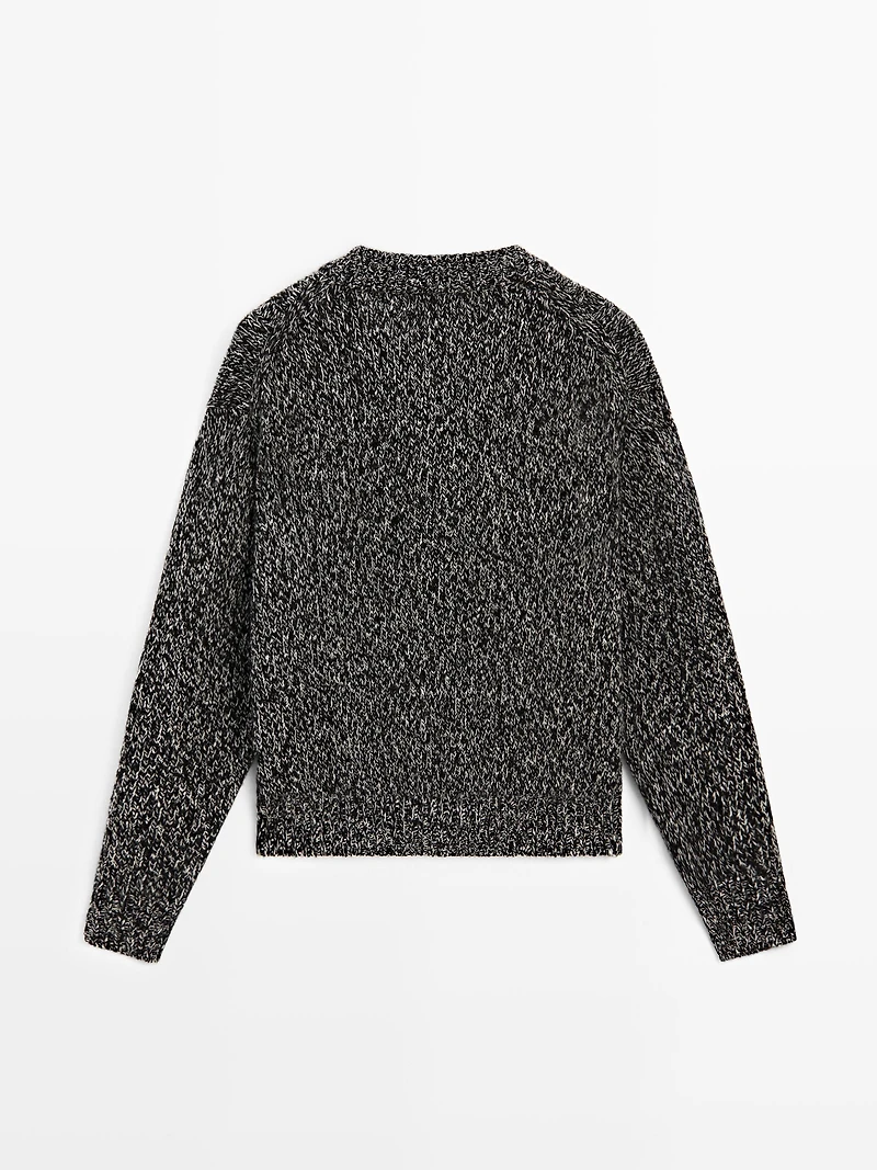 Cable-knit wool blend cardigan