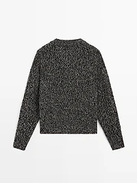 Cable-knit wool blend cardigan